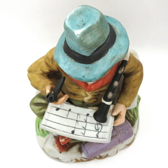 Vintage Chalkware/Ceramic Musician Figurine Old Man with Pipe and Clarinet 8" - Picture 7 of 9